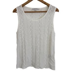 Gerard Darel Paris Tank Camisole tCrochet Eyelet White